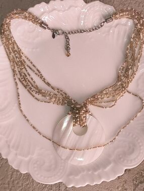 Premier Designs Multi-Strand Shell Pendant Necklace